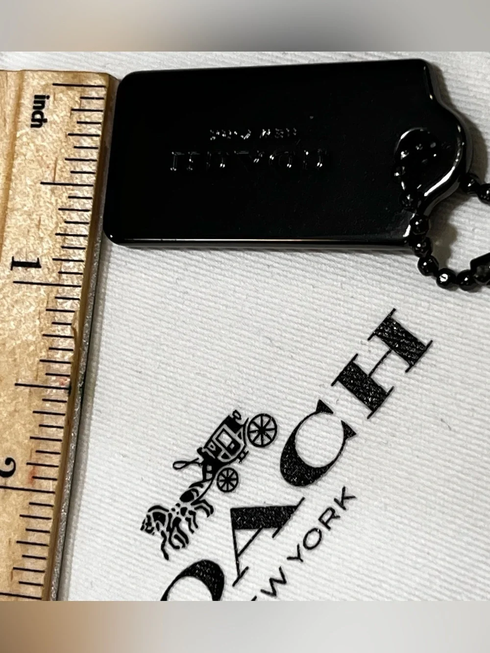 Coach black metallic Black Logo Tag Pendant - Picture 7 of 8